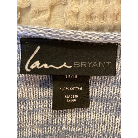 Lane Bryant Sweater Sz  14 / 16 Blue Open Weave  Rounded  Neck  Raglan Sleeve - Picture 8 of 11